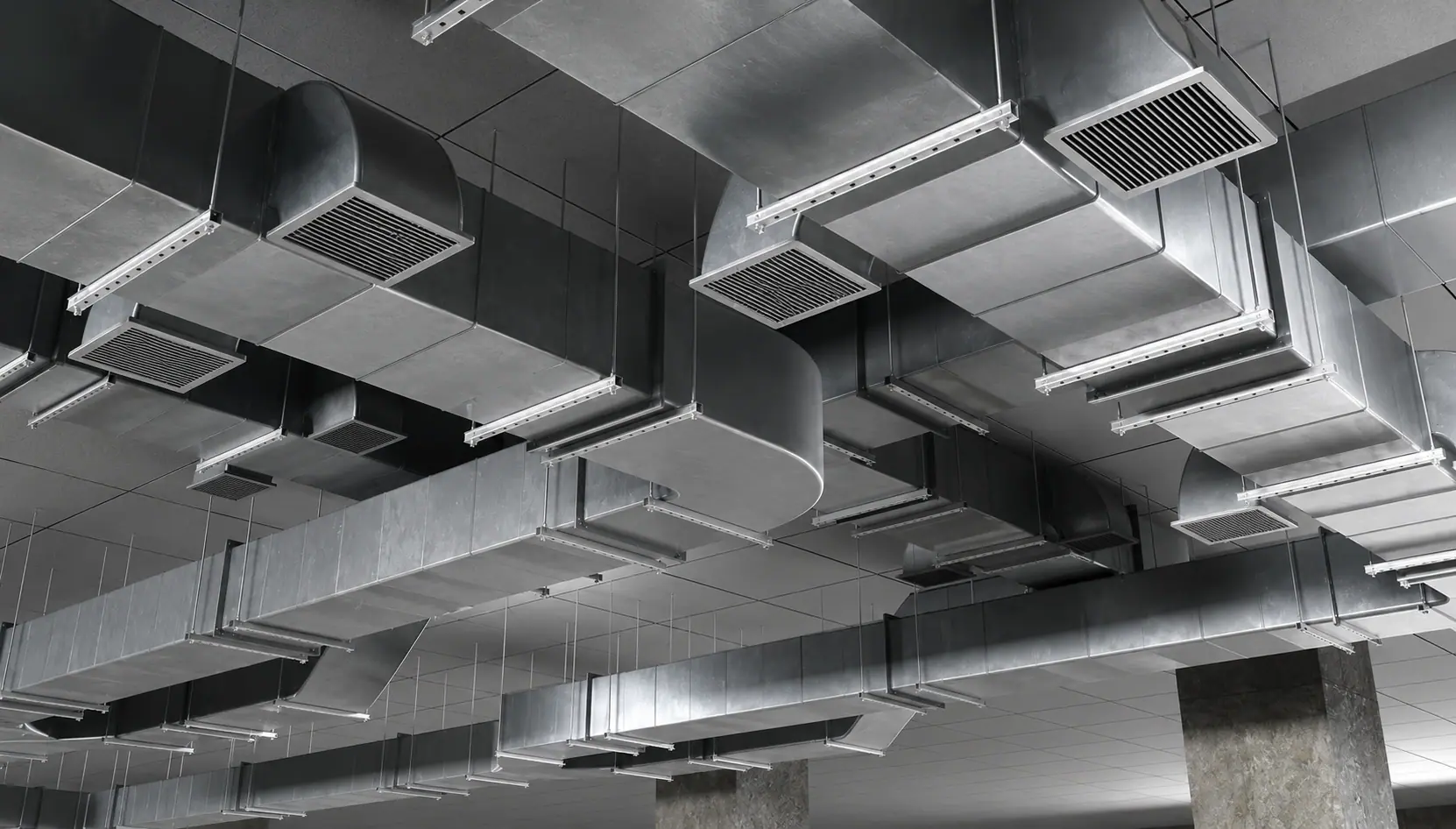 GI ductwork and air-conditioning installation in a commercial building