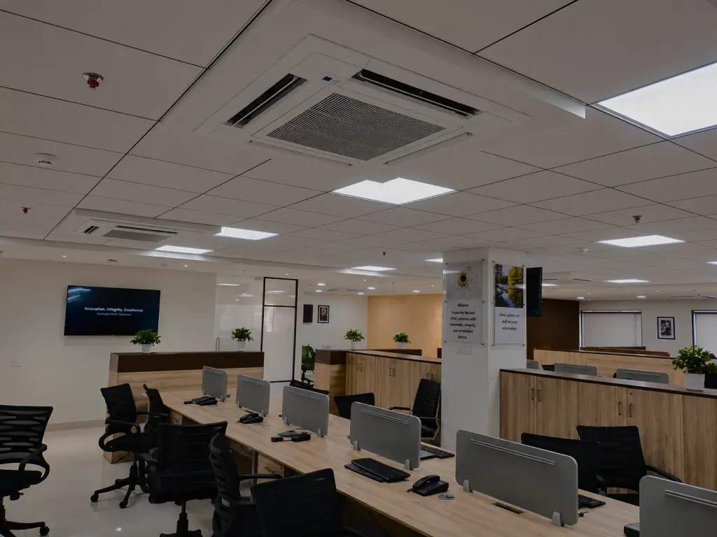 Office floor cooled by a central air-conditioning system